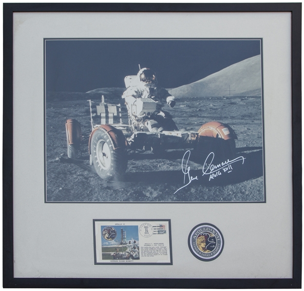 Gene Cernan Large 19.5'' x 16'' Signed Photo on the Lunar Surface